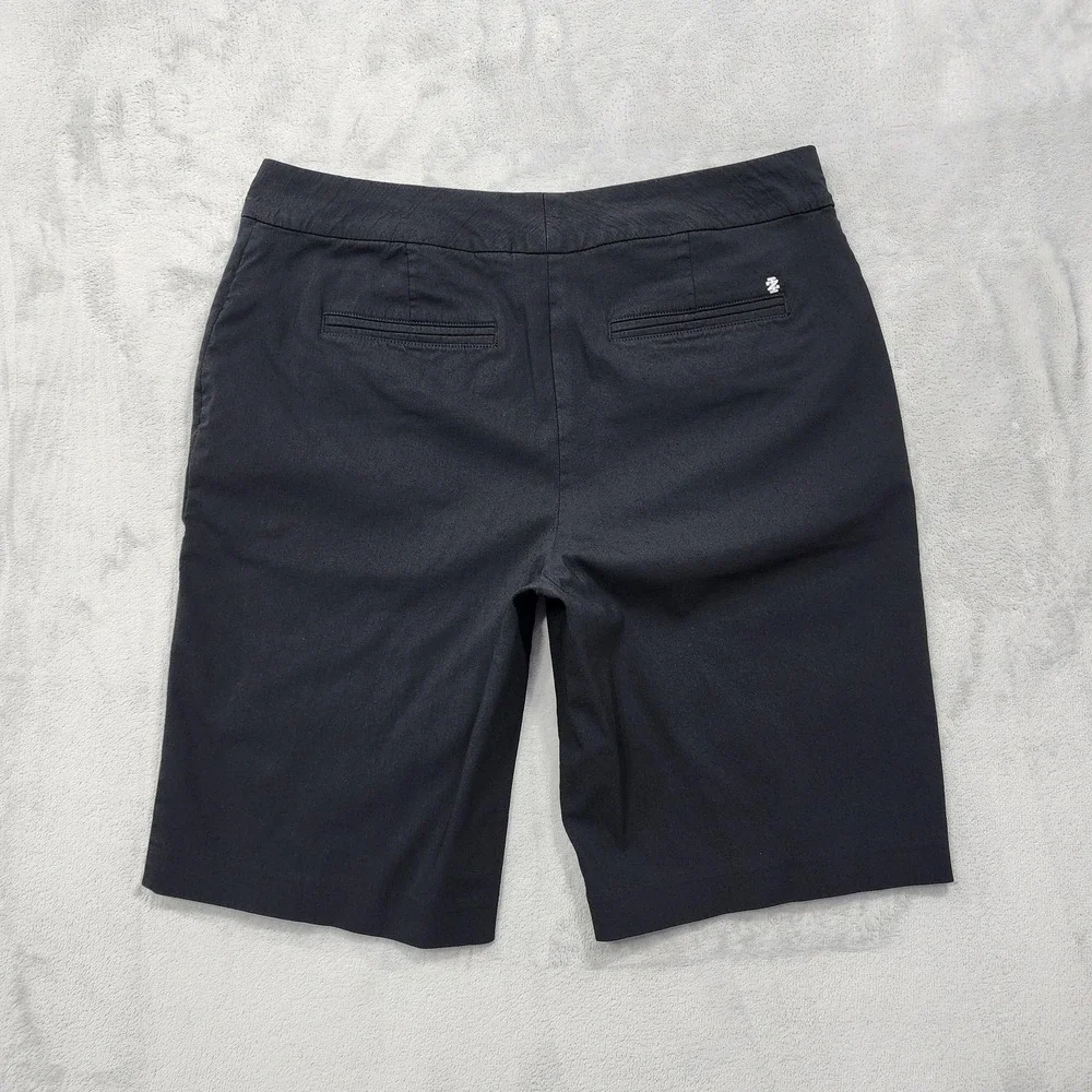 IZOD Golf Shorts Womens 8 Black Mid Rise Front Seam Bermuda Stretch Casual Sport